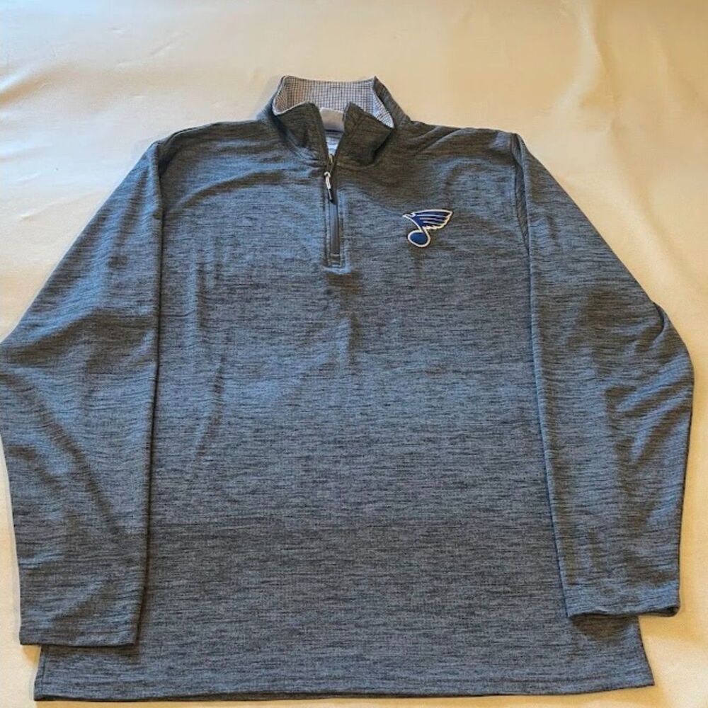 St. Louis Blues NHL Grey 1/4 Zip Pullover Size Large
